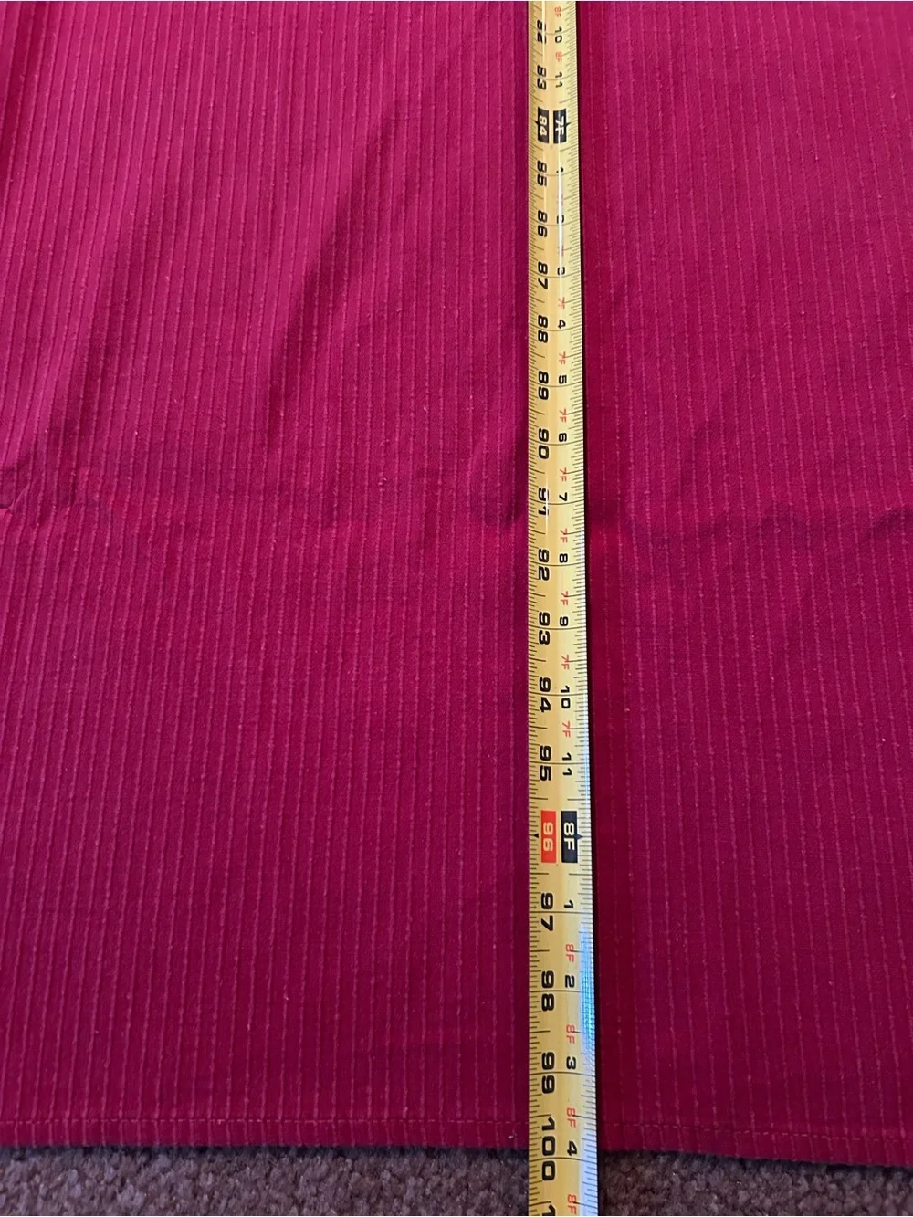 BURGANDY Ripcord spread. Double/Queen. Rounded bottom hem corners. Sm snag fixed